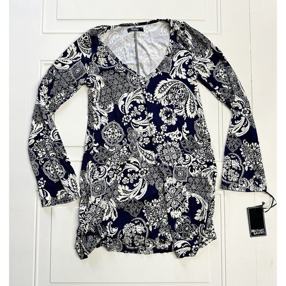 NWT Michael Lauren x Revolve Blue & White Paisley Print Mini Dress Size Small S - Picture 1 of 7